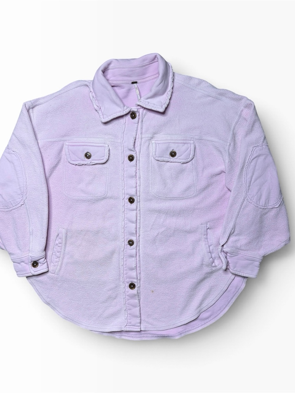 Free People Ruby Shirt Jacket Shacket Fleece Oversized XS Light Pink/Purple